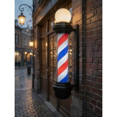 Барберпул (Barber Pole) светодиодный настенный 80 см, вращающийся, с LED-подсветкой, Reshable BP35 красный-белый-синий