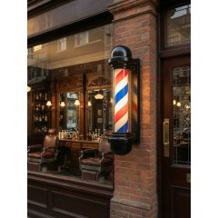 Барберпул (Barber Pole) черный корпус, светодиодный настенный 73 см, вращающийся, с LED-подсветкой, Reshable BP71 красный-белый-синий