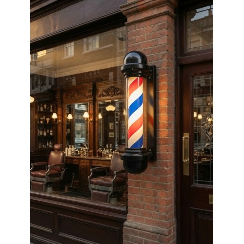 Барберпул (Barber Pole) черный корпус, светодиодный настенный 73 см, вращающийся, с LED-подсветкой, Reshable BP71 красный-белый-синий