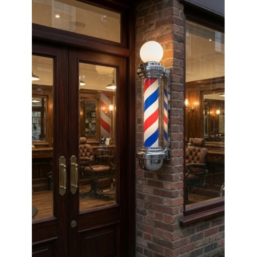 Барберпул (Barber Pole) светодиодный настенный 80 см, вращающийся, с LED-подсветкой, Reshable BP88 красный-белый-синий