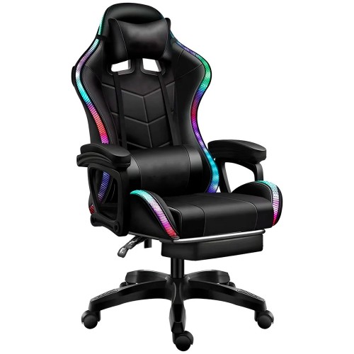 Геймерское кресло c RGB подсветкой, JIQIAO DG8003-B  черное