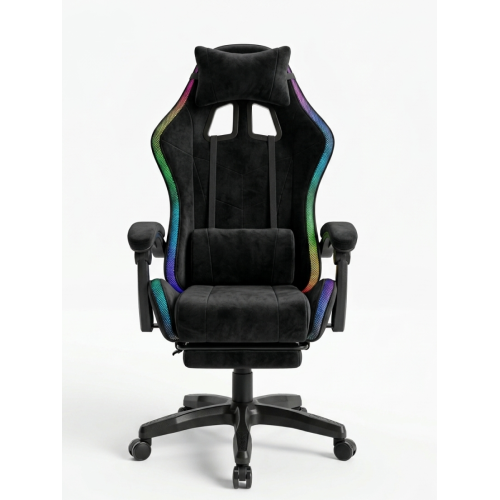 Геймерское кресло c RGB подсветкой, JIQIAO DG8003-ПЧ-Т черное 
