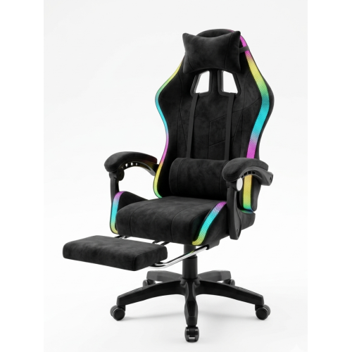 Геймерское кресло c RGB подсветкой, JIQIAO DG8003-ПЧ-Т черное 