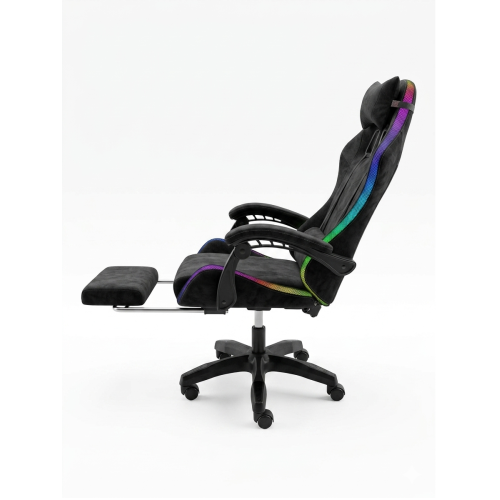 Геймерское кресло c RGB подсветкой, JIQIAO DG8003-ПЧ-Т черное 