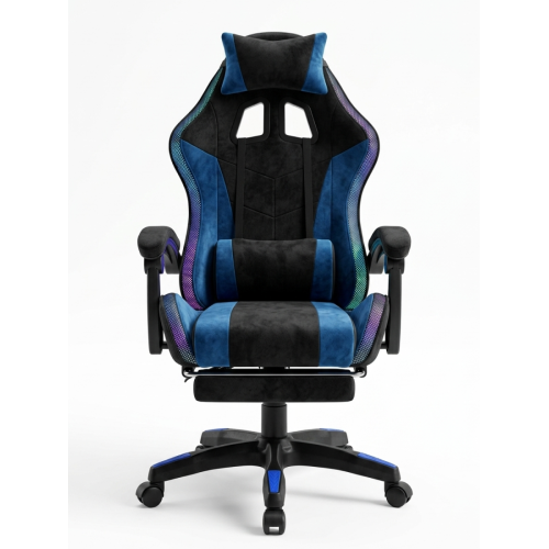 Геймерское кресло c RGB подсветкой, JIQIAO DG8003-ЧС-Т синее