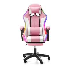 Геймерское кресло c RGB подсветкой, JIQIAO DG8003-PT  розовое