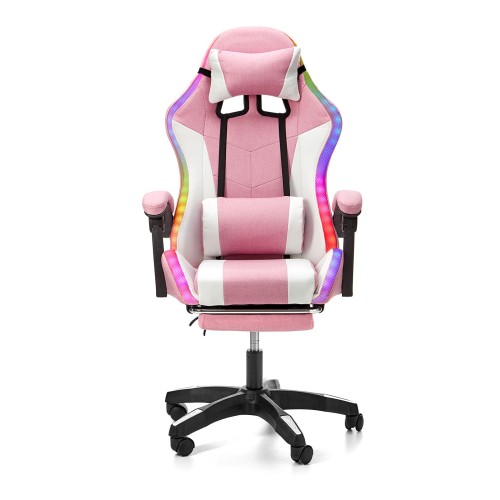 Геймерское кресло c RGB подсветкой, JIQIAO DG8003-PT  розовое