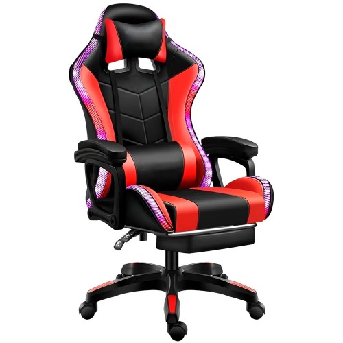 Геймерское кресло c RGB подсветкой, JIQIAO DG8003-RB  красное