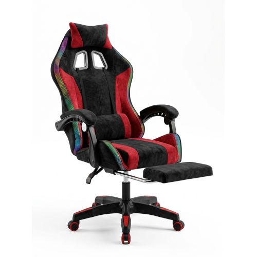 Геймерское кресло c RGB подсветкой, JIQIAO DG8003-ЧК-Т  красное