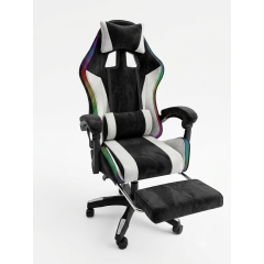 Геймерское кресло c RGB подсветкой, JIQIAO DG8003-ЧБ-Т белое 