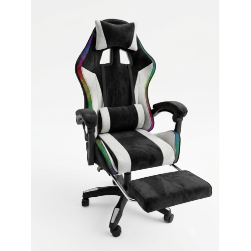 Геймерское кресло c RGB подсветкой, JIQIAO DG8003-ЧБ-Т белое 