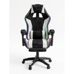 Геймерское кресло c RGB подсветкой, JIQIAO DG8003-ЧБ-Т белое 
