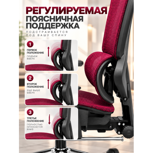 Кресло ортопедическое компьютерное с подставкой для ног  JIQIAO R8015R красное